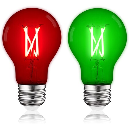 Luxrite A19 LED Edison Red and Green Light Bulbs 4.5W 60W Equivalent Clear Glass E26 Base LR21720 LR21722-1PC